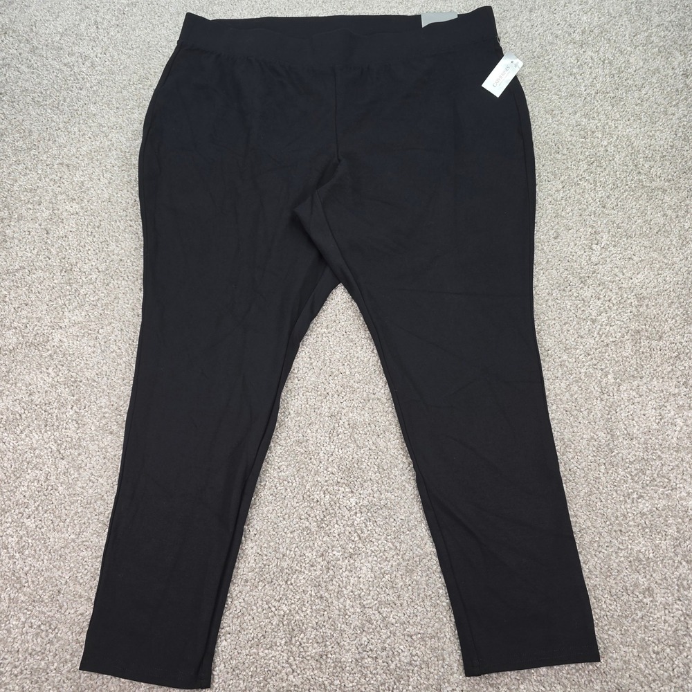 New Catherines Ponte Knit Black Pants Plus Size 2XWP 22/24WP Elastic Pull On